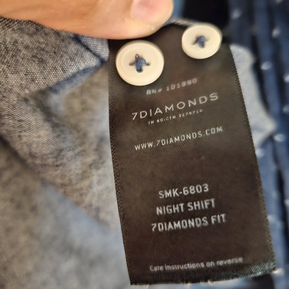 7 Diamonds Night Shift Short-sleeved Button-down Navy/White/Pink Shirt XXL - Picture 8 of 8